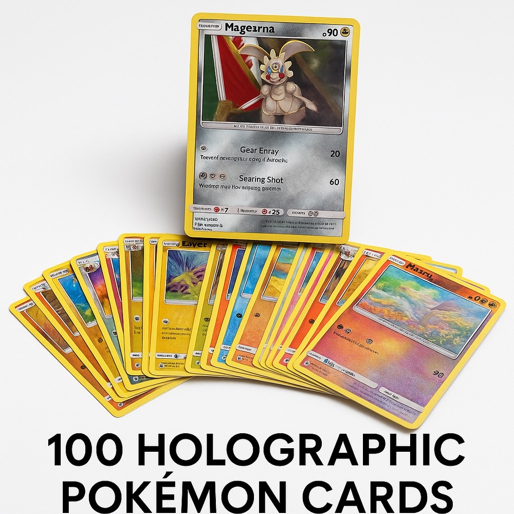 100 Holographic Pokémon Cards – Shiny Reverse Holos Mixed Lot – 100% Authentic